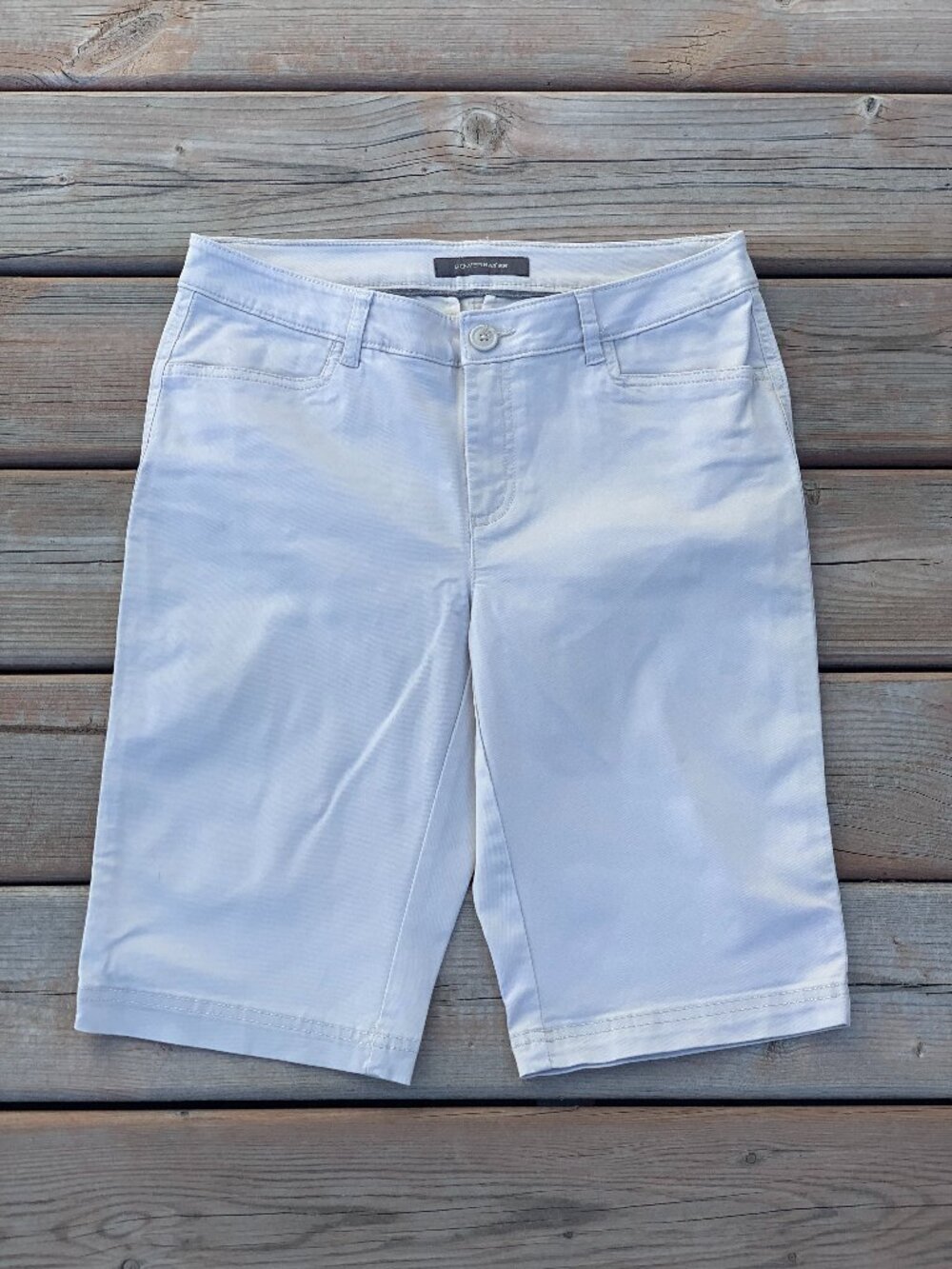 Vintage Denver Hayes Bermuda Shorts Women's 6 Khaki Tan Stretch Slim Fit Preppy